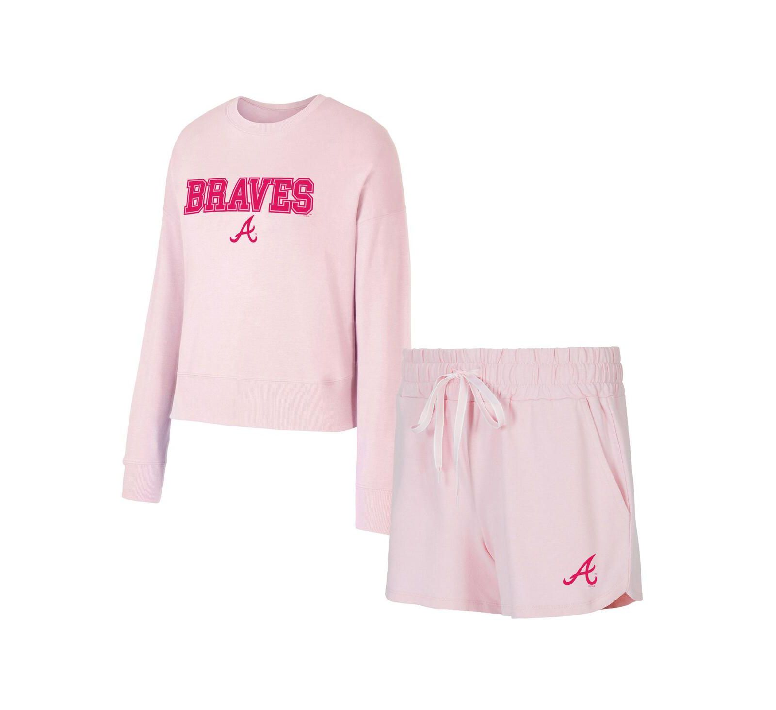 Concepts Sport Women's 2-Piece Pink Atlanta Braves Elevation Tri-Blend Long Sleeve Top and Shorts Set