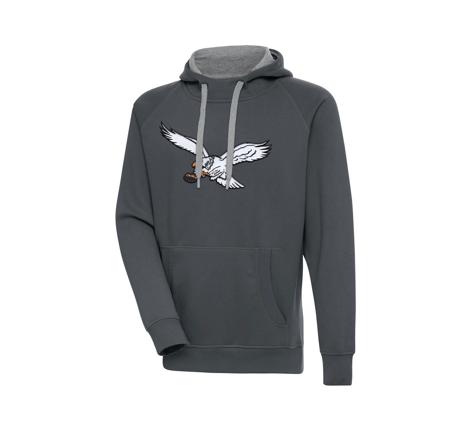 Мужской свитшот Antigua Philadelphia Eagles Throwback Logo Victory Pullover Charcoal