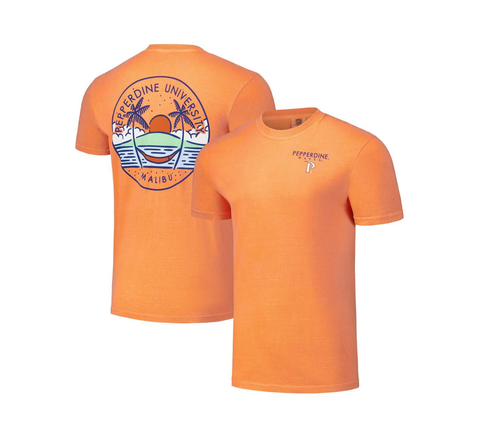 Футболка Image One Men’s and Women’s Orange Pepperdine Waves Scenic Comfort Colors T-Shirt