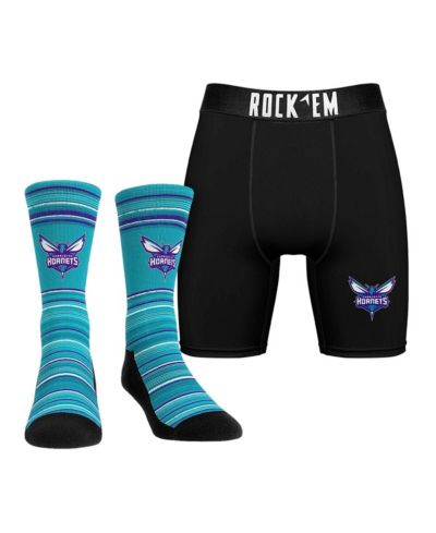 Rock 'Em Мужской Charlotte Hornets Primary Crew Socks and Boxer Briefs Combo Pack