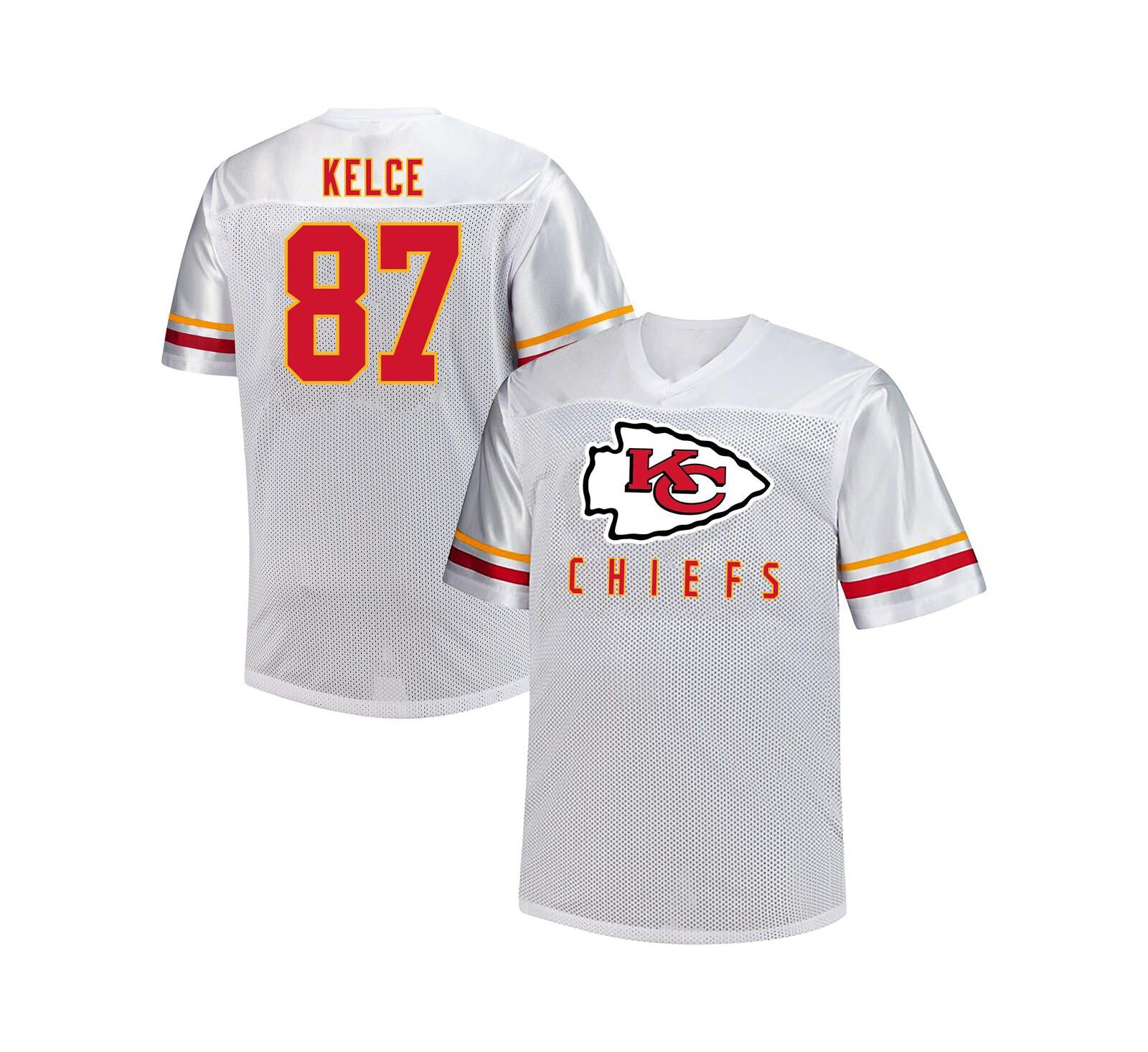 Fanatics Men's Travis Kelce White Kansas City Chiefs Big & Tall V-Neck Fashion Jersey
