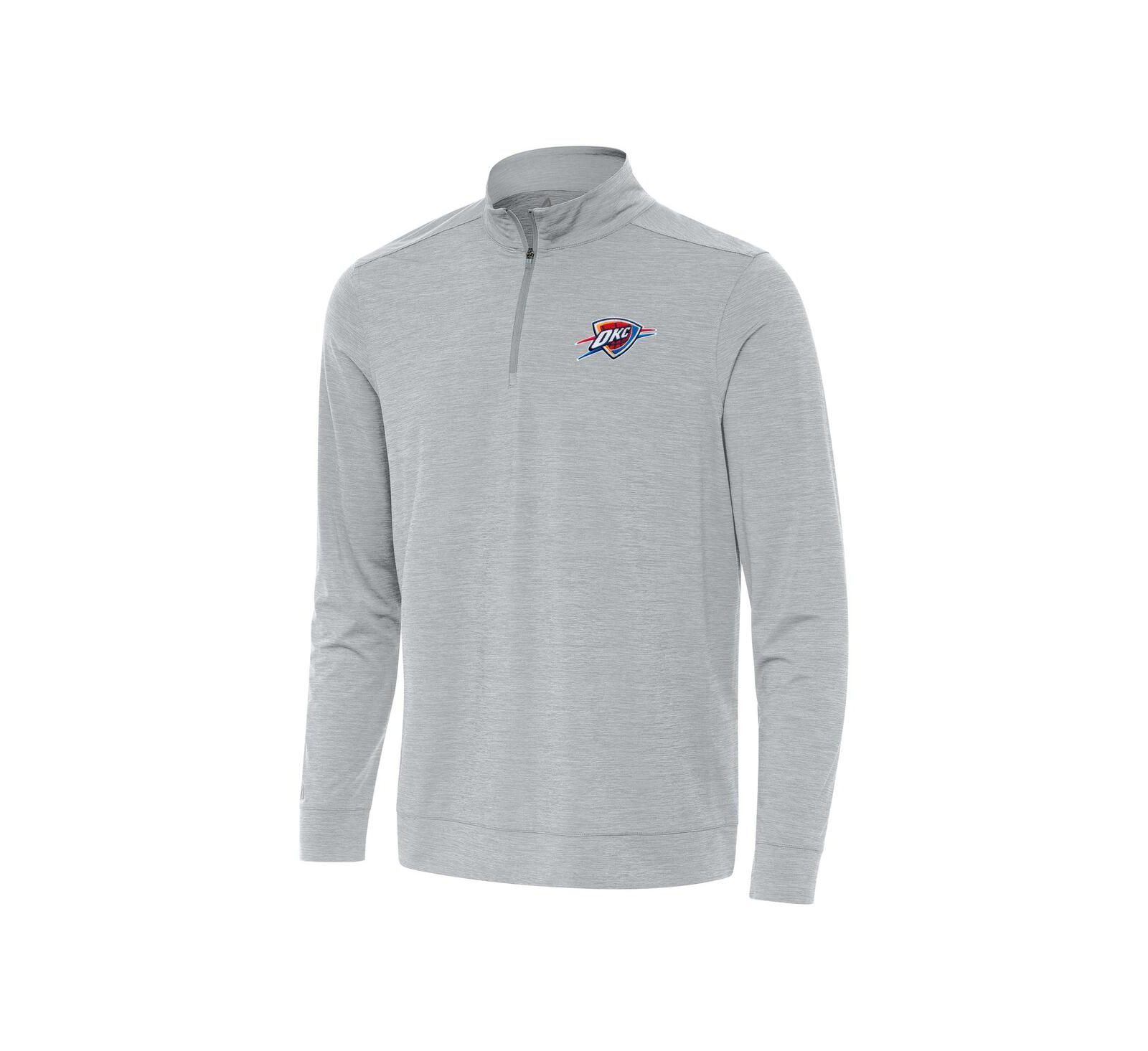 Antigua Мужская футболка с коротким рукавом Quarter-Zip, Heather Gray, Oklahoma City Thunder