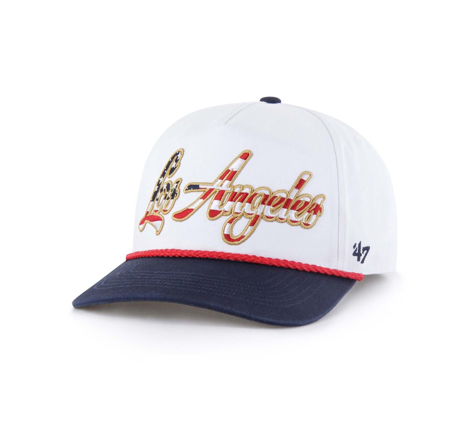 '47 Brand Men's White Los Angeles Dodgers Patriotic Overhand Hitch Adjustable Hat