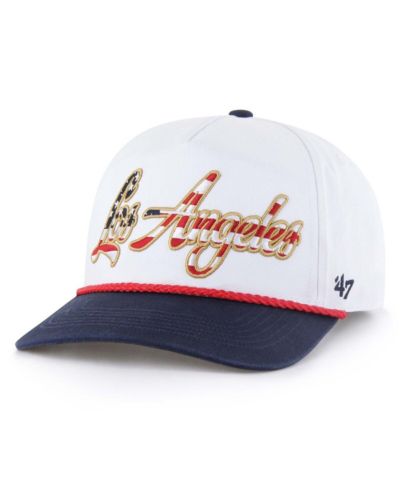 Мужская регулируемая кепка '47 Brand White Los Angeles Dodgers Patriotic Overhand Hitch