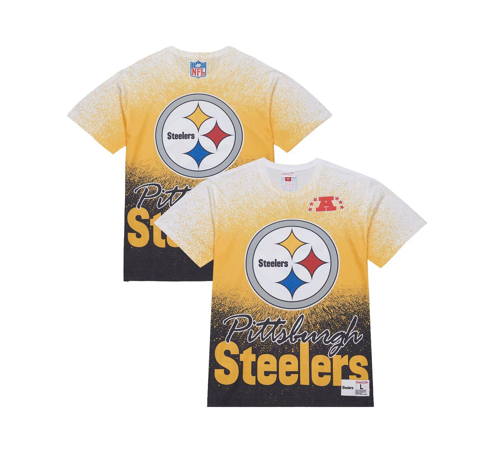 Mitchell & Ness Men's White Pittsburgh Steelers Team Burst Vintage Logo T-Shirt