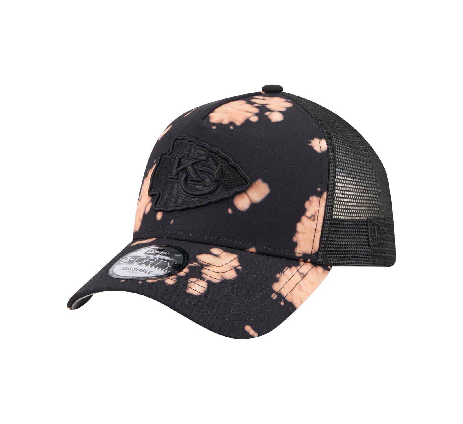 New Era Men's Black Kansas City Chiefs Bleached 9FORTY A-Frame Adjustable Hat