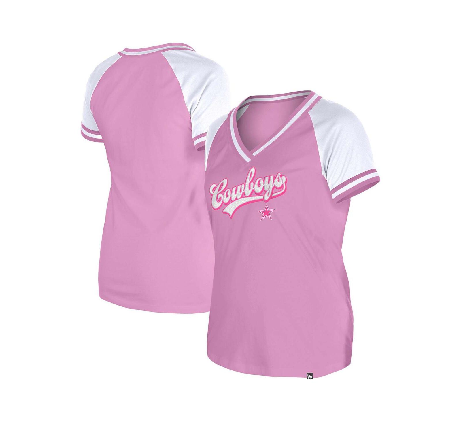 Женская футболка New Era Pink Dallas Cowboys Mommy Me V-Neck