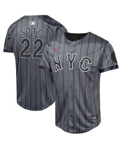 Детская джерси Nike Juan Soto Gray New York Mets City Connect Limited для мальчиков и девочек