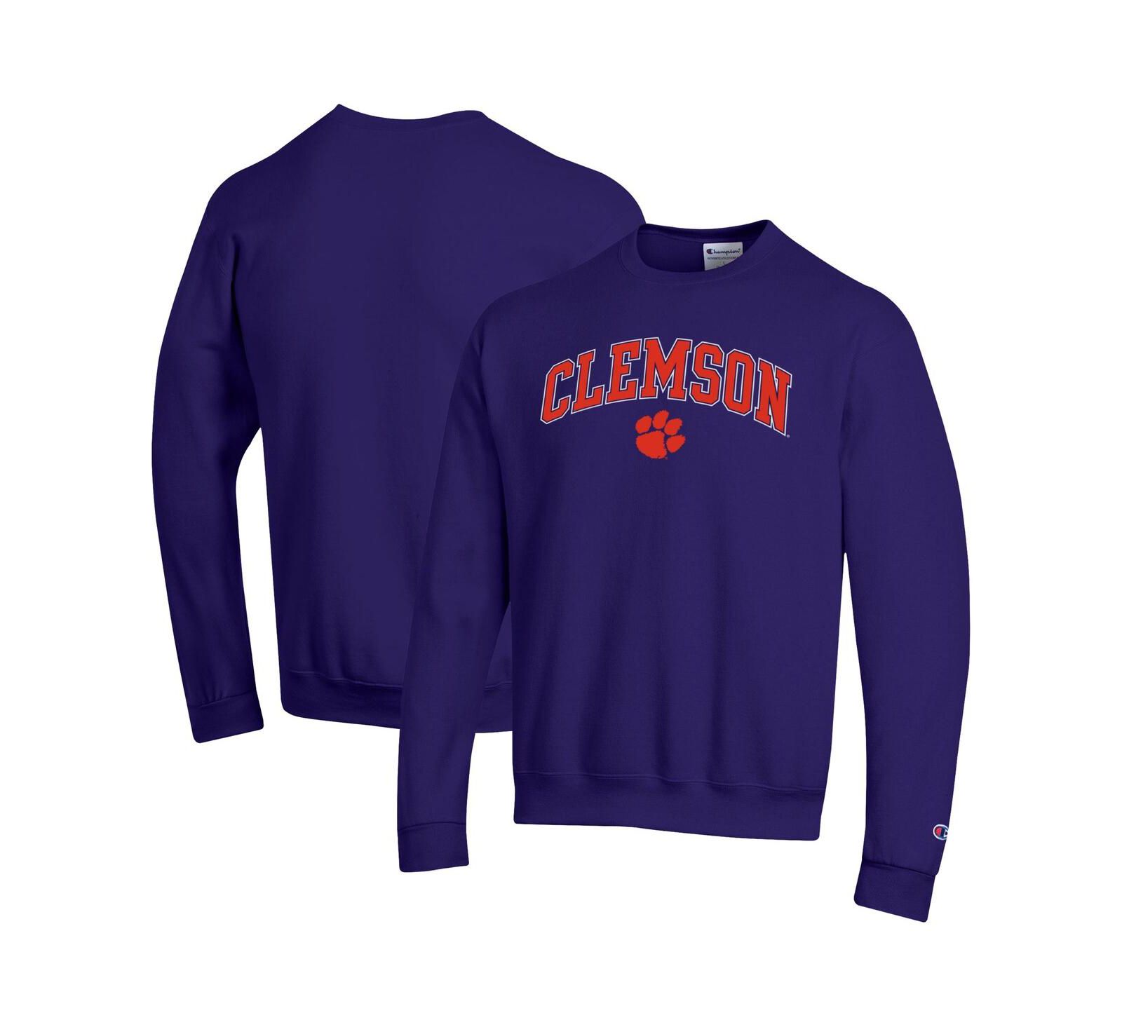 Champion Men's Purple Clemson Tigers Arch Over Logo Pullover Sweatshirt
