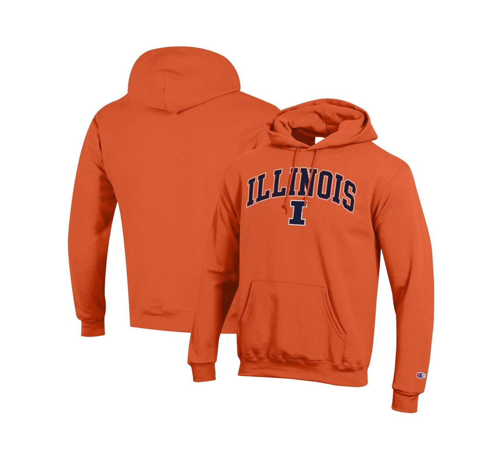 Champion Мужское худи Orange Illinois Fighting Illini Arched Logo Fleece Pullover