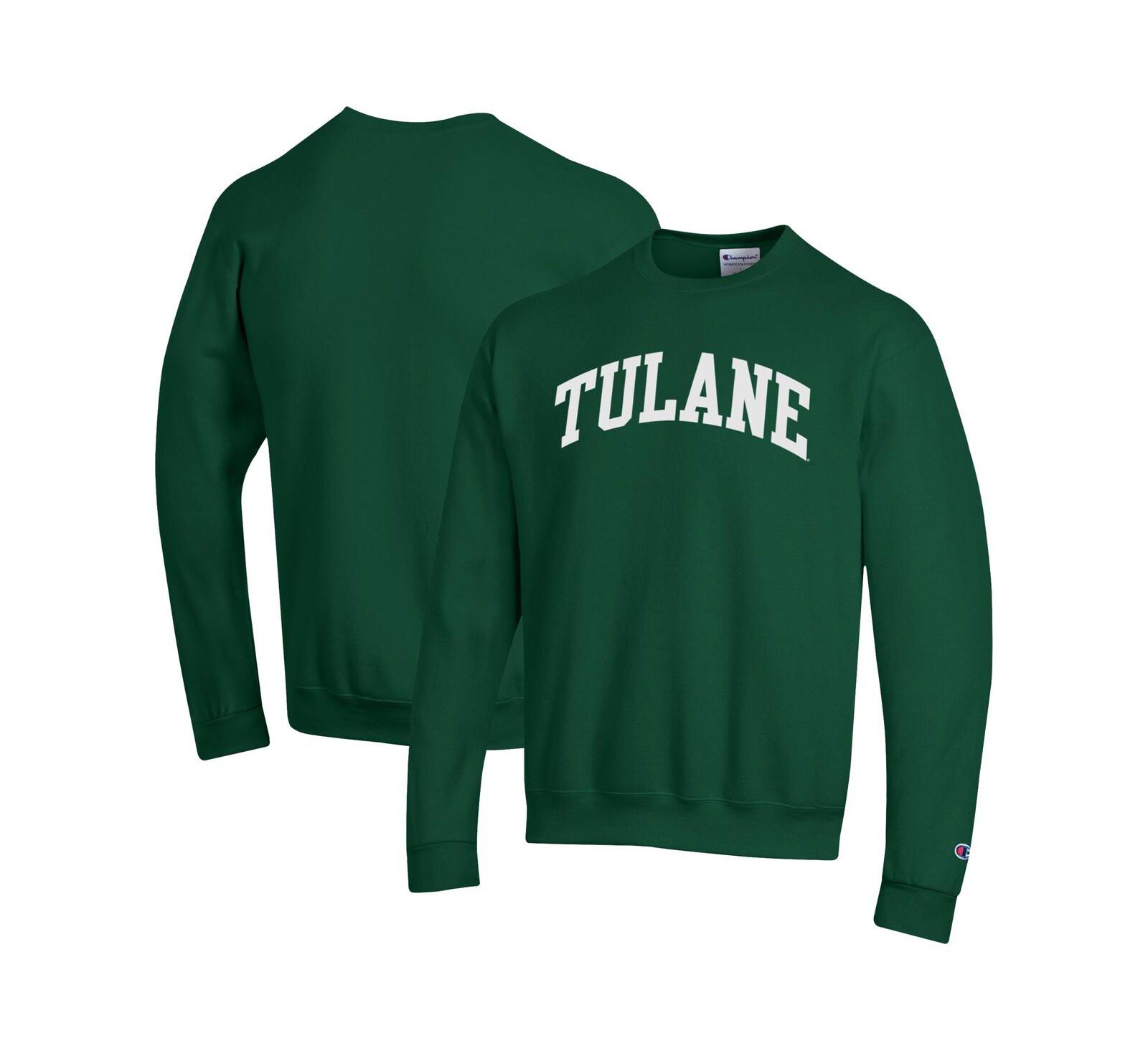 Мужская толстовка Champion Green Tulane Green Wave Basic Arch Fleece Pullover Sweatshirt