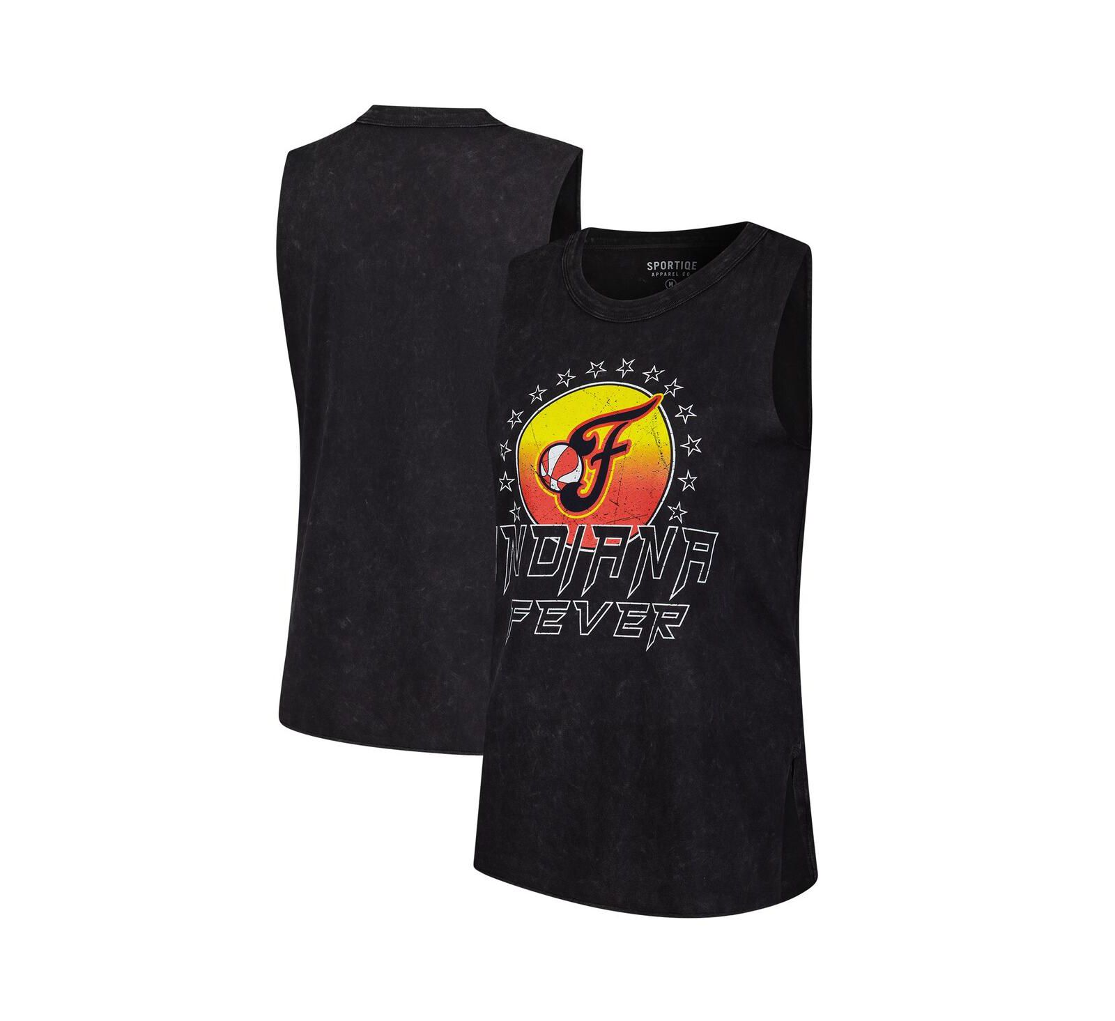 Женский топ Sportiqe Black Indiana Fever Rock Roll Collection Mineral Wash