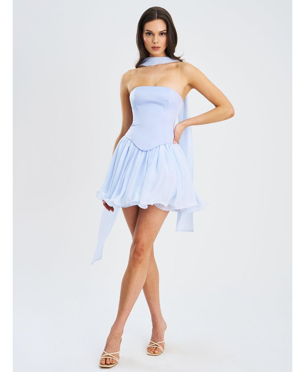 Мини-платье Miss Circle Women's Valentina Baby Blue Boned Curve Edge Peplum