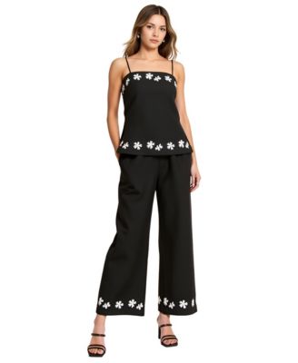 Modenaire Women's Paloma Embroidered Camisole and Wide-Leg Pant Set