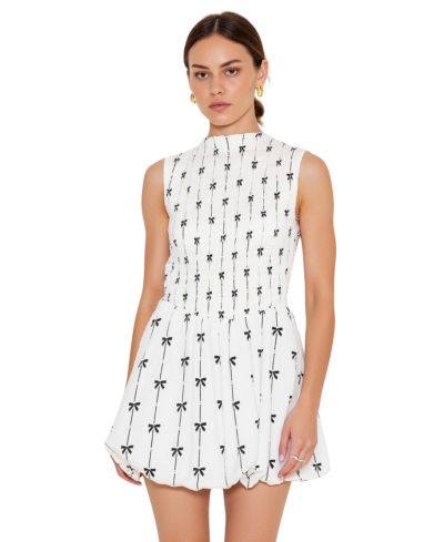 Modenaire Women's Clarisse Sleeveless Smocked Bubble Hem Mini Dress