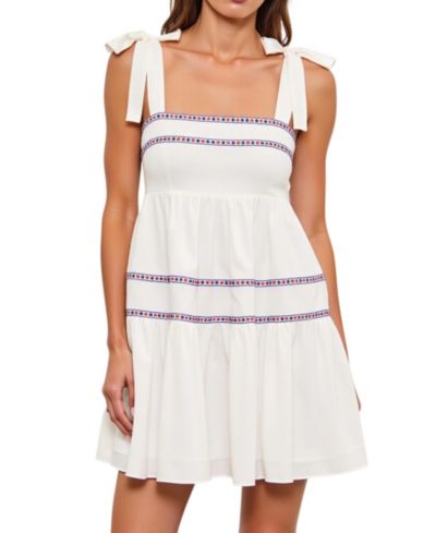 Женское мини-платье Modenaire Tiered Tie-Strap Smocked Empire-Waist