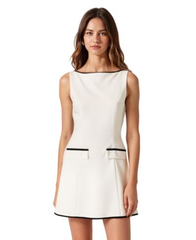 Modenaire Women's Sleeveless Contrast-Trim Shift Mini Dress