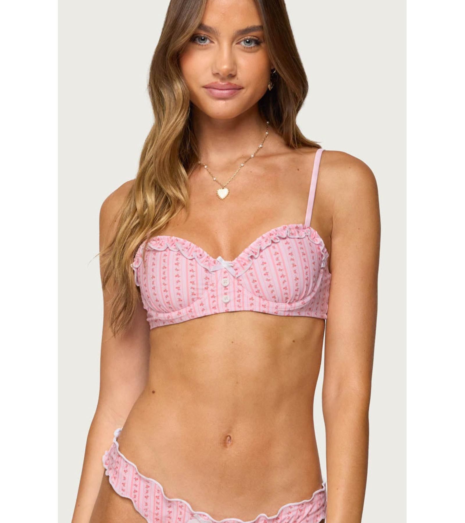 Женский бикини-топ Edikted Pip Striped Ruffle Cupped