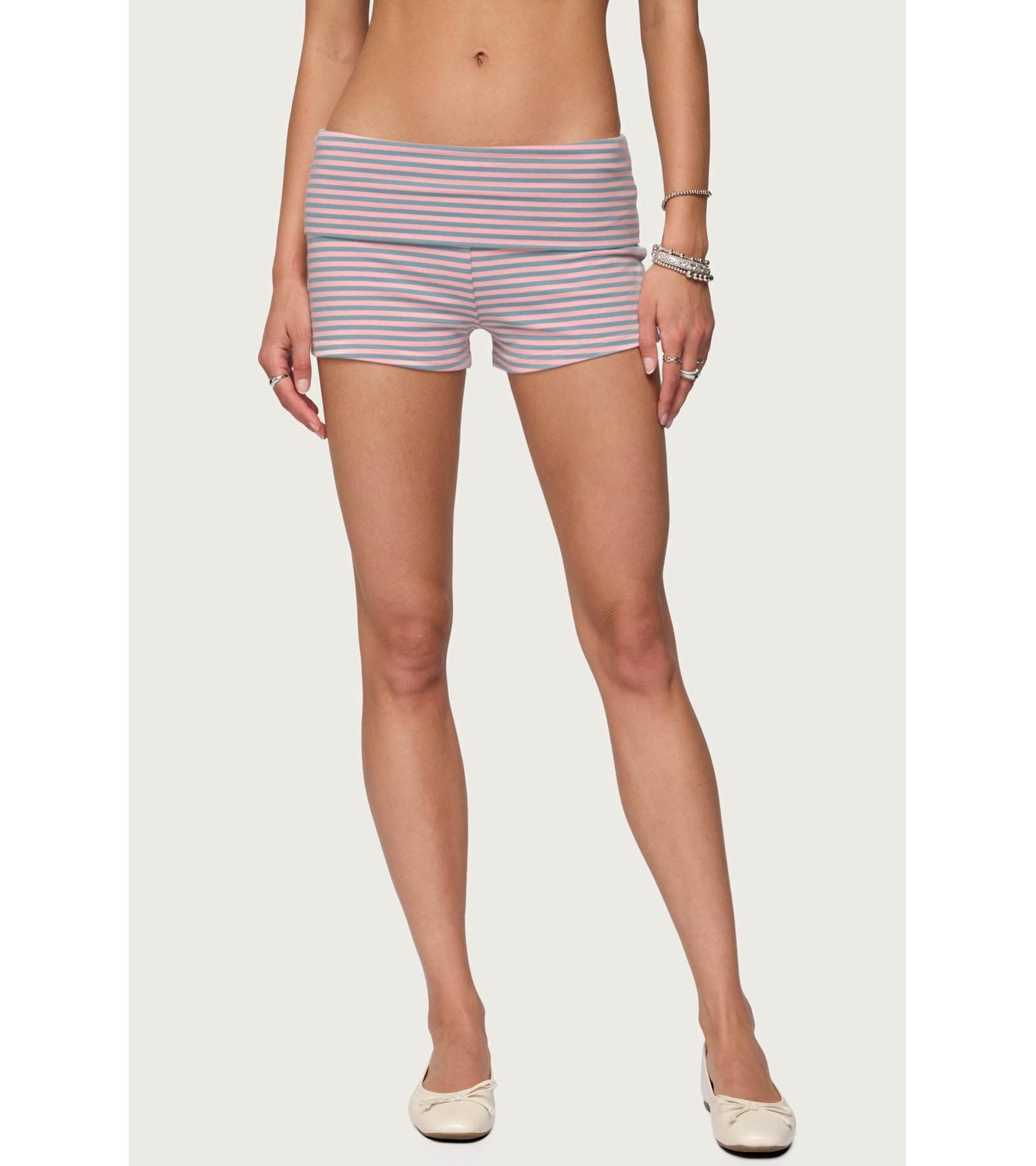Edikted Women's Kodi Striped Fold Over Shorts