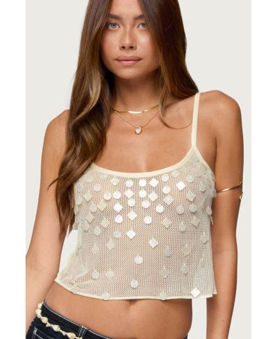 Женский топ edikted onya iridescent sheer knit