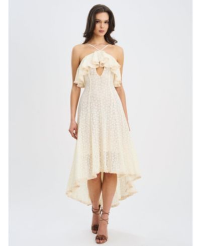 Miss Circle Women's Idra Lace Trim Sleeveless Crochet Midi Trailing Dress