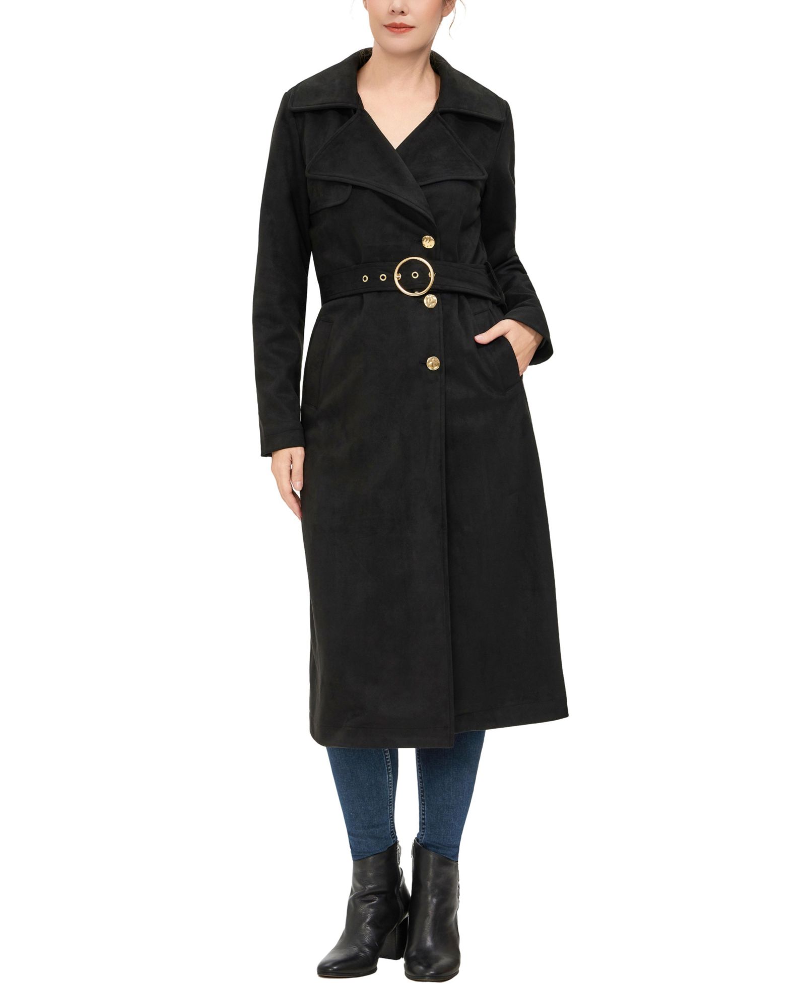 Kimi + Kai Women's Natalia Faux Suede Trench Coat