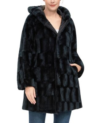 Женское пальто BGSD Women's Brielle Hooded Reversible Faux Mink Fur