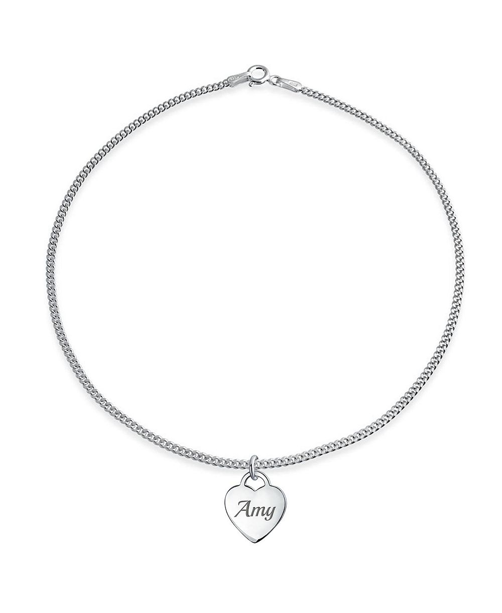 Bling Jewelry Tiny Minimalist ABC Heart Initial Anklet Ankle Bracelet Sterling 9-10 Inch