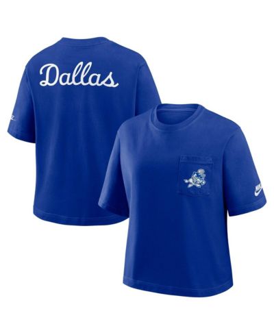 Женская футболка Nike Navy Dallas Cowboys Rewind Pocket Boxy