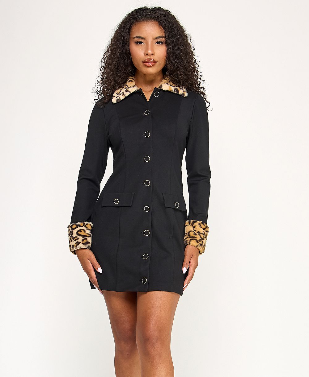 SENI & CADE Juniors' Cheetah Trim Jacket Dress