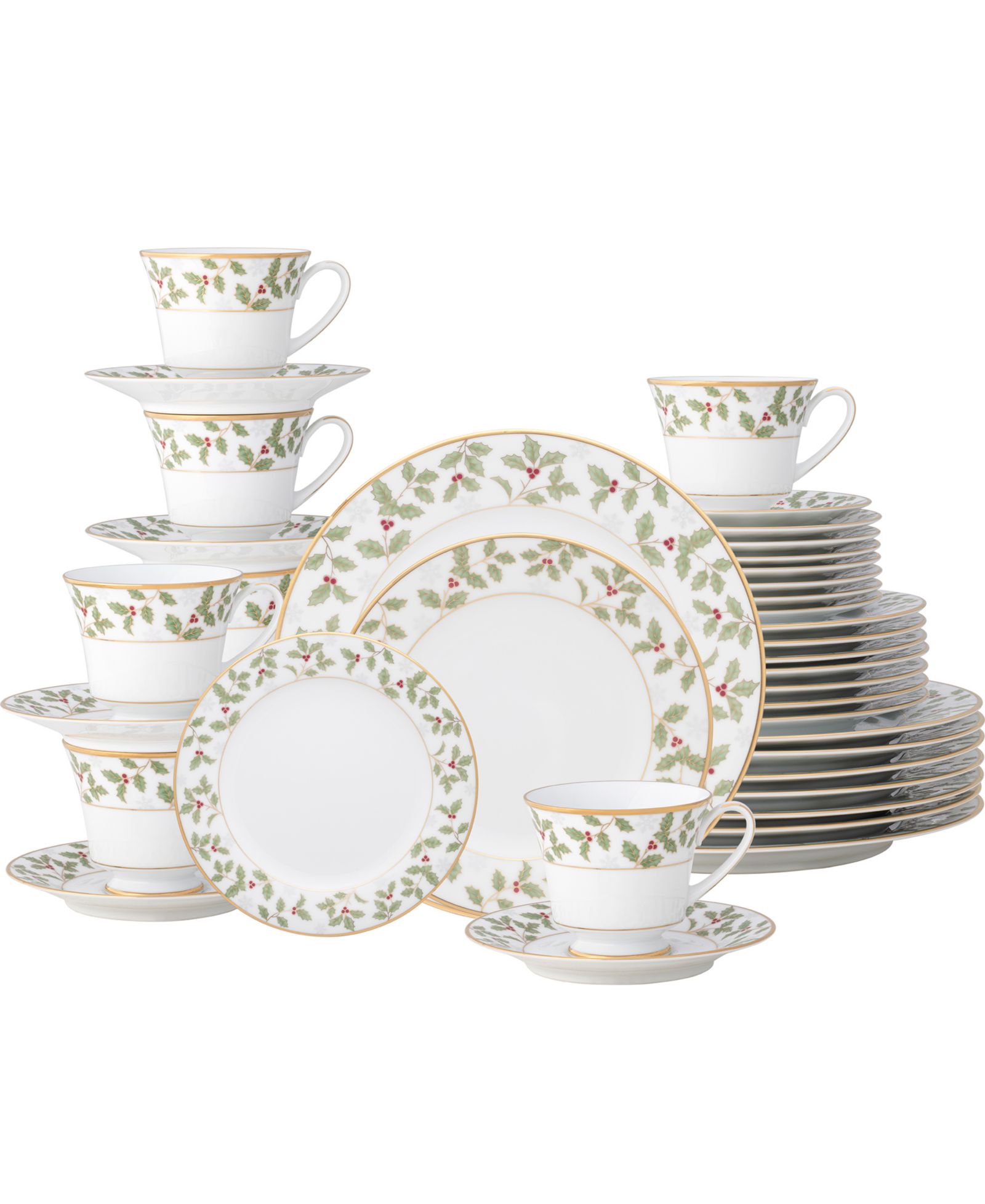 Набор столовой посуды Noritake Holly & Berry Gold, 40 предметов, на 8 персон