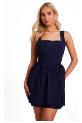 QUIZ Women's Bengaline Square Neck Mini Dress