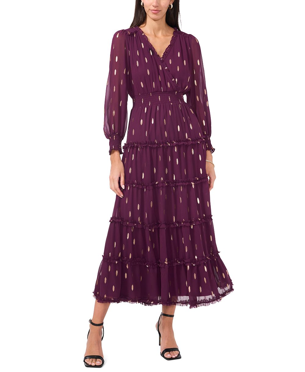 MSK Petite Chiffon Long Sleeves Dress