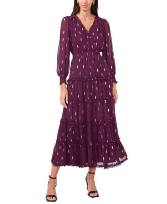 MSK Petite Chiffon Long Sleeves Dress