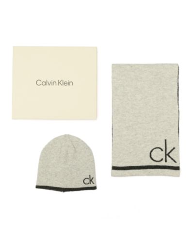 Calvin Klein Men's Fuzzy Scarf and Hat, 2-Piece Set