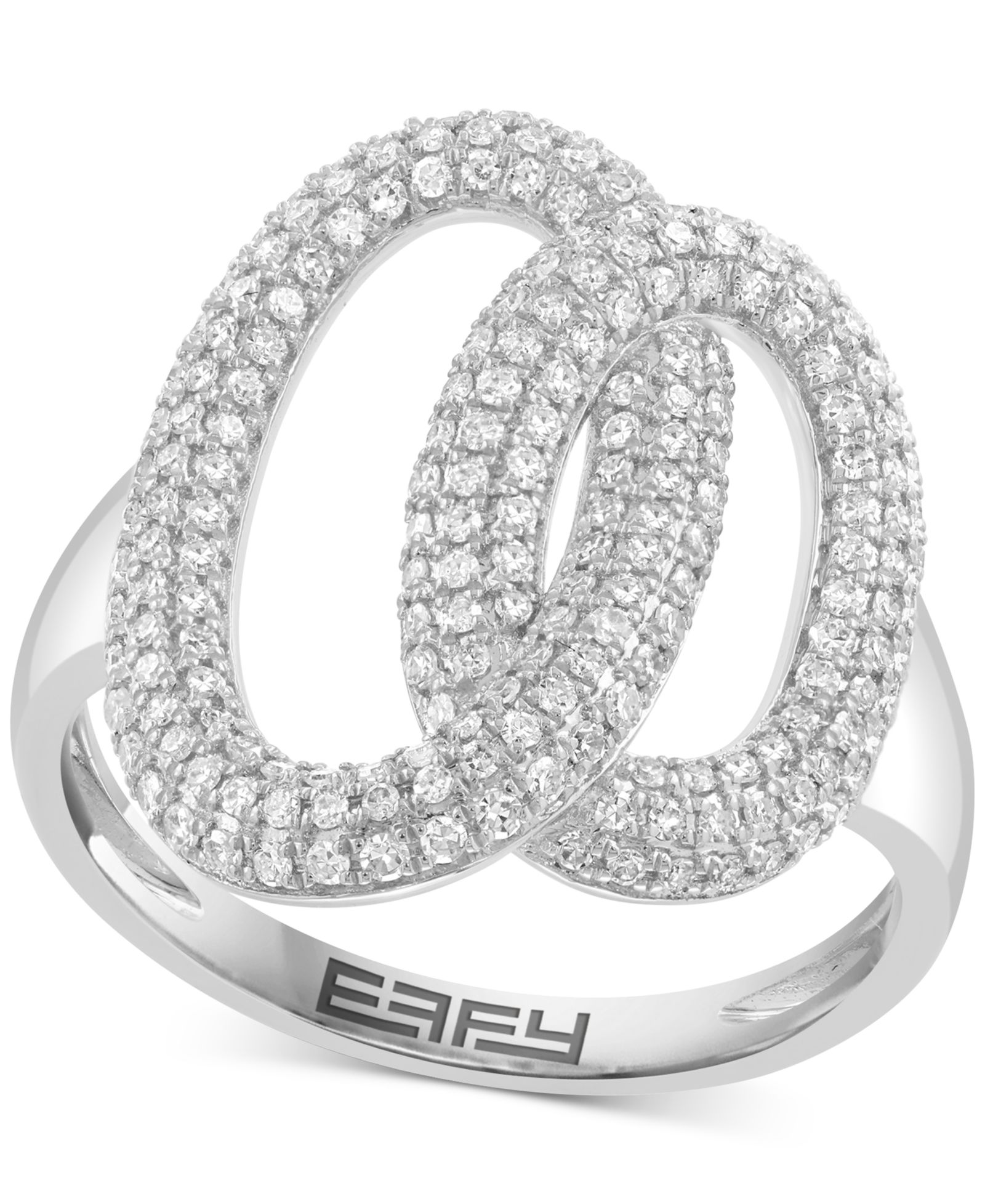 Кольцо EFFY® Diamond Pavé Interlocking Oval Circle в 14k White Gold