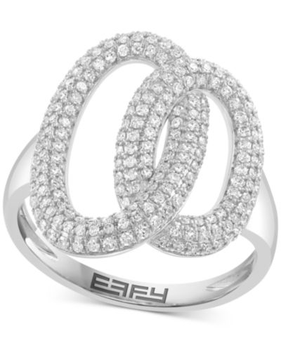 Кольцо EFFY® Diamond Pavé Interlocking Oval Circle в 14k White Gold
