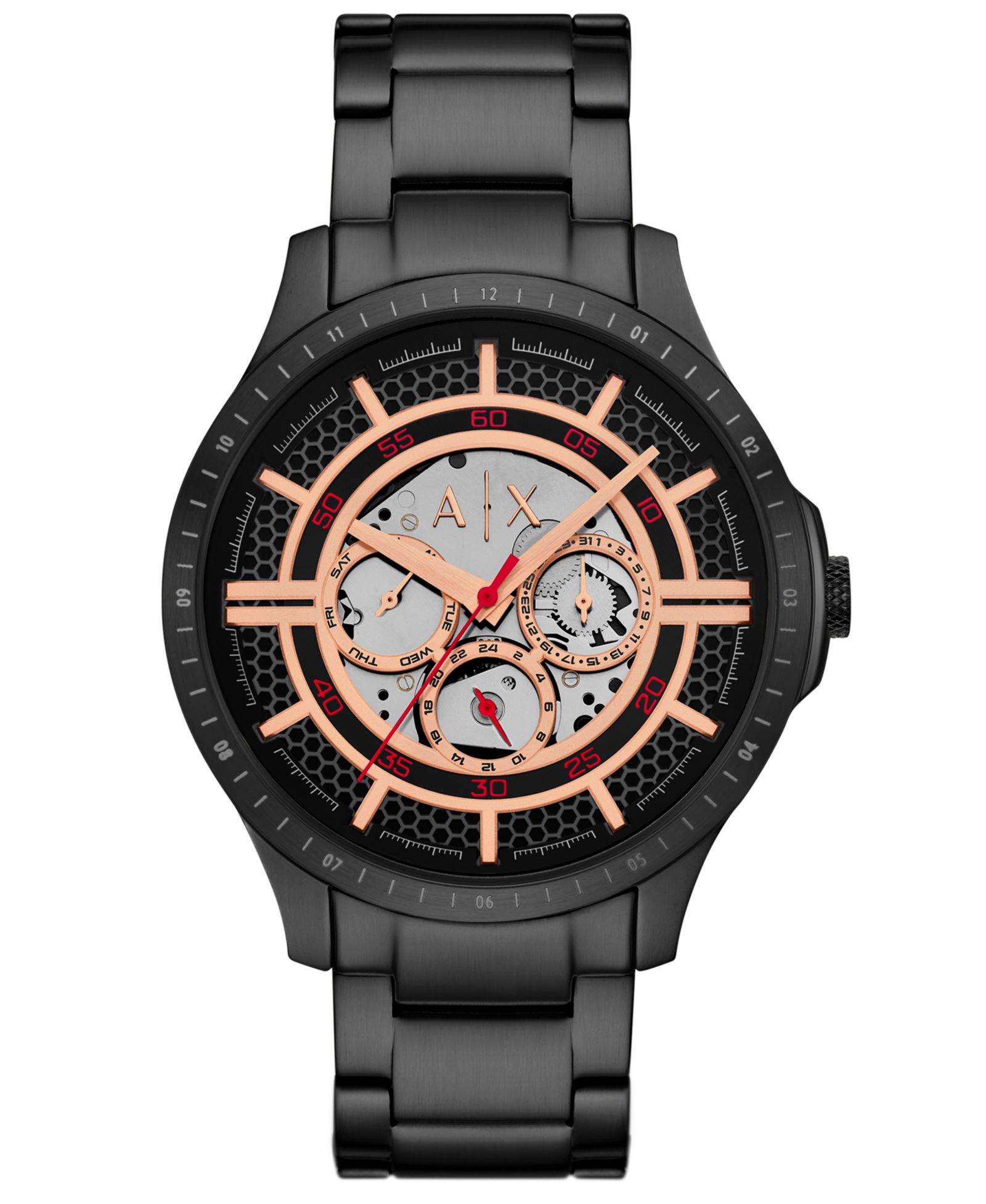 Мужские кварцевые многофункциональные часы A|X Armani Exchange Black Stainless Steel, 46mm