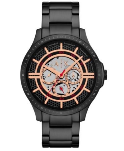 Мужские кварцевые многофункциональные часы A|X Armani Exchange Black Stainless Steel, 46mm