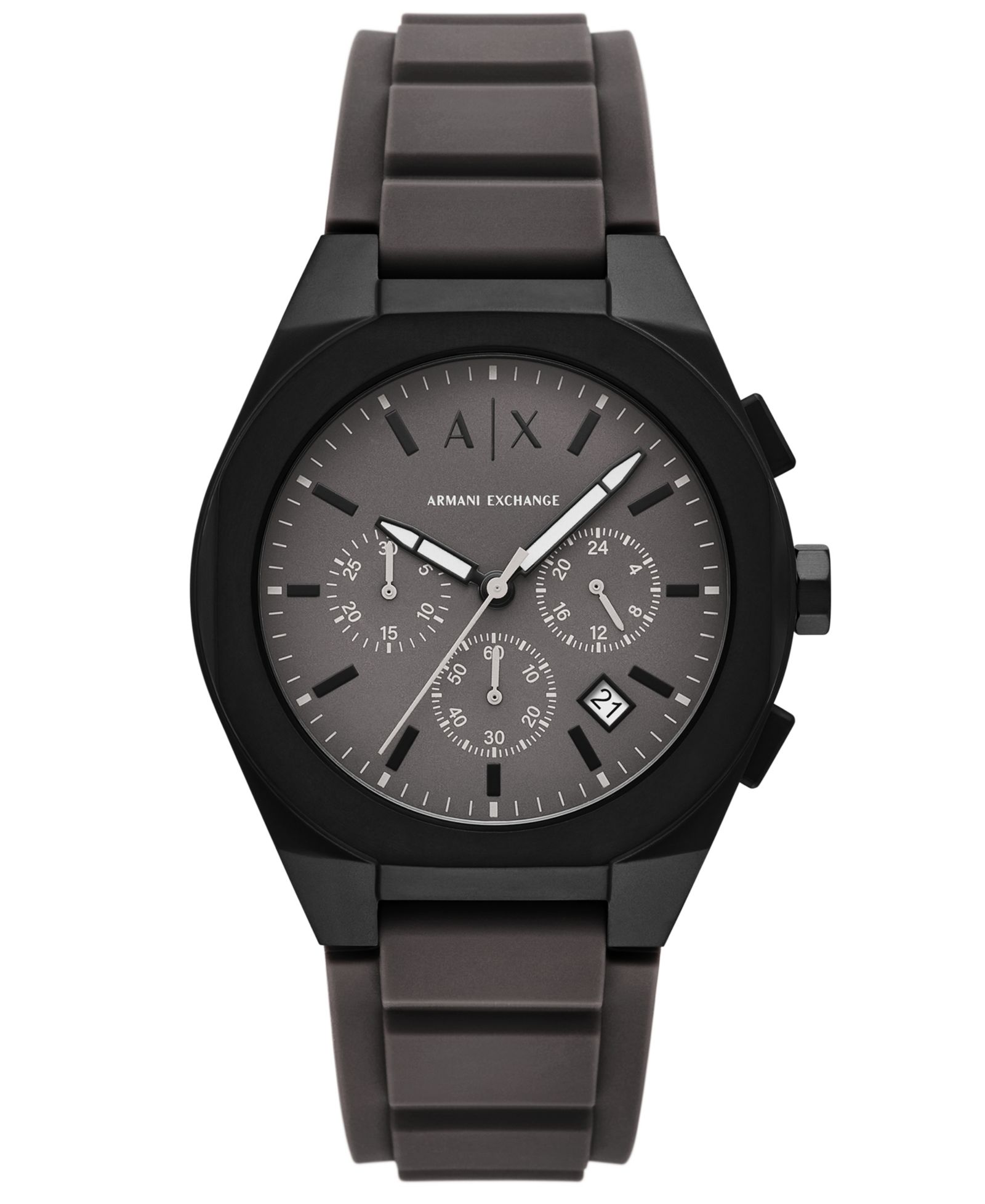 A|X Armani Exchange Men's Sync Quartz Chronograph Gray Silicone Watch, 42mm