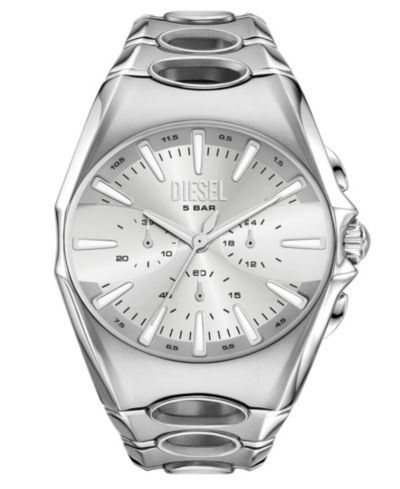 Diesel Men's D-Curve Quartz Chronograph Silver Stainless Steel Watch, 48mm