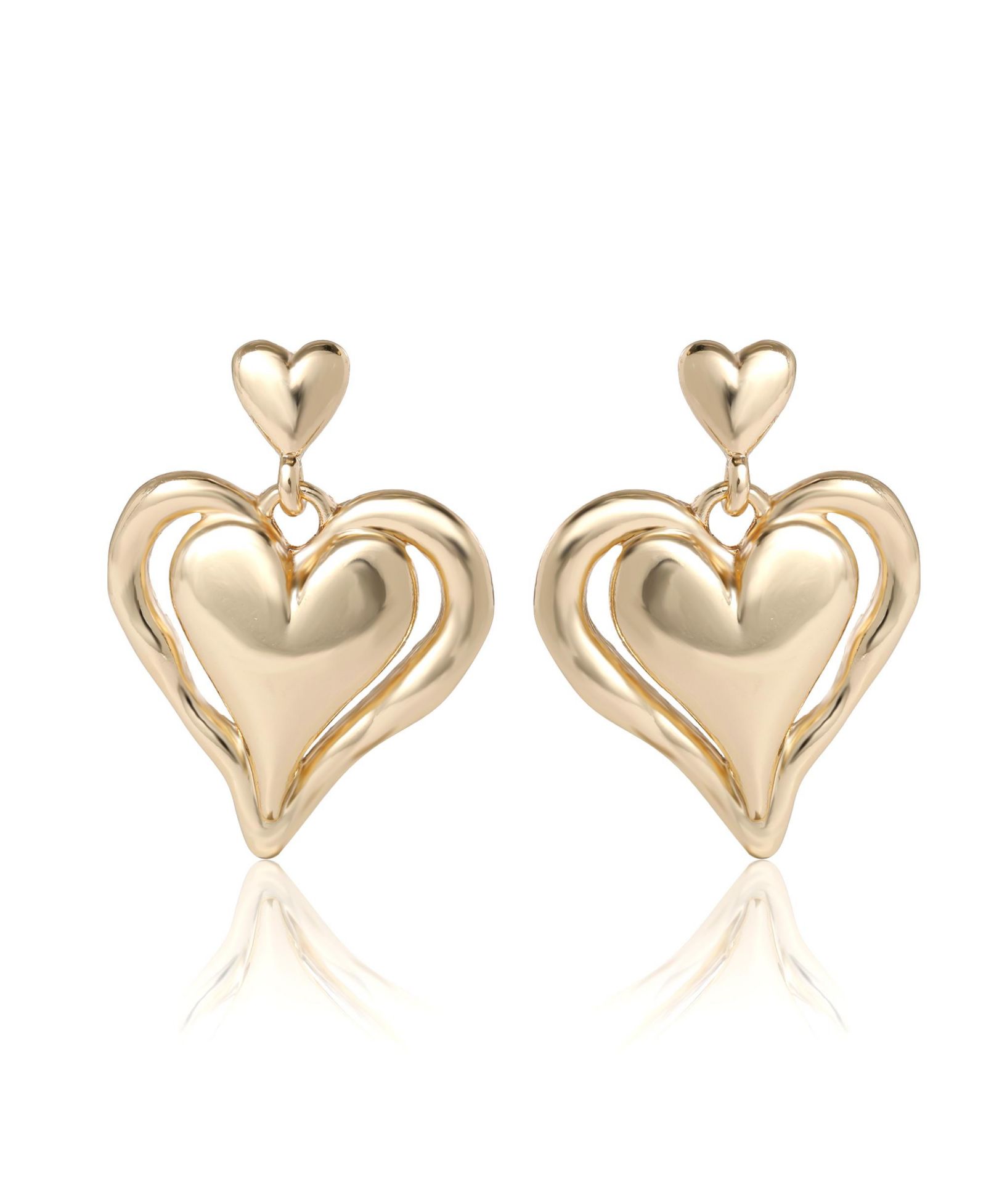 Серьги BCBGeneration Double Heart Drop