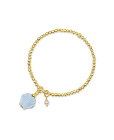 3mm Gold Filled Beads With Mini Pearl and Glass Seashell Charm Bracelet