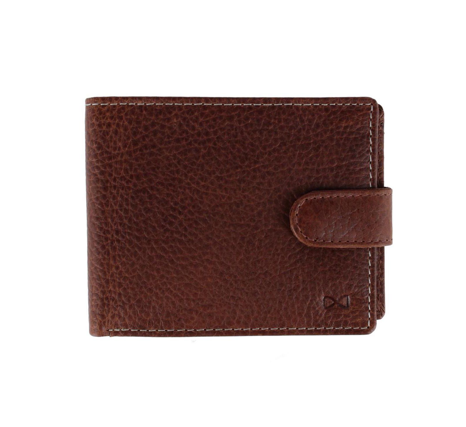 TRAFALGAR Men's Parker Pebbled Leather Bi-Fold Wallet with ID Window and Fastener