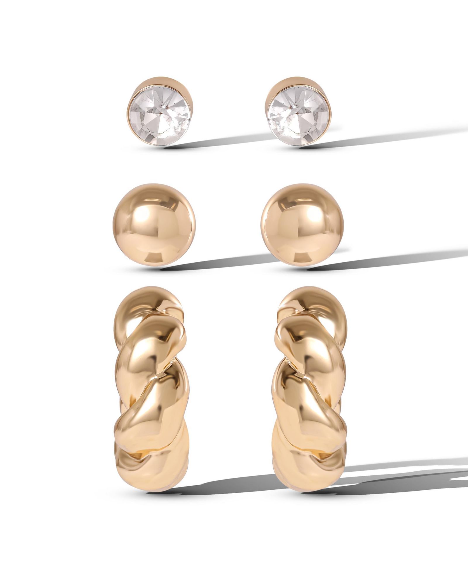 Набор сережек Jessica Simpson Rhinestone Hoop and Stud, 3 шт