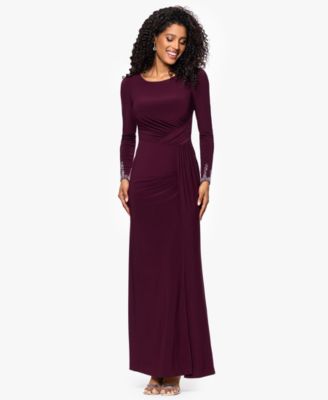 Betsy & Adam Women's Long Sleeve Beaded Cuff Dress