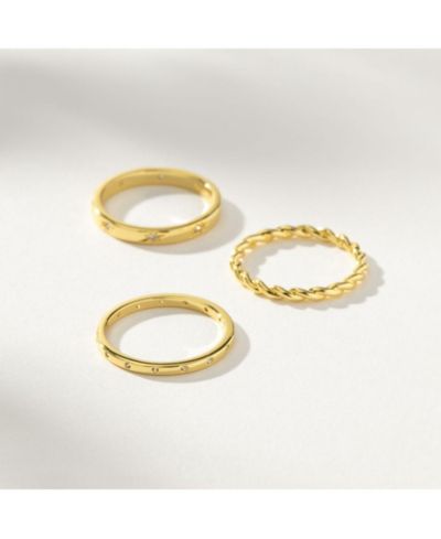 Кольцо Uncommon James Triad, Set of 3, 14k Gold-Plated Brass Cubic Zirconia