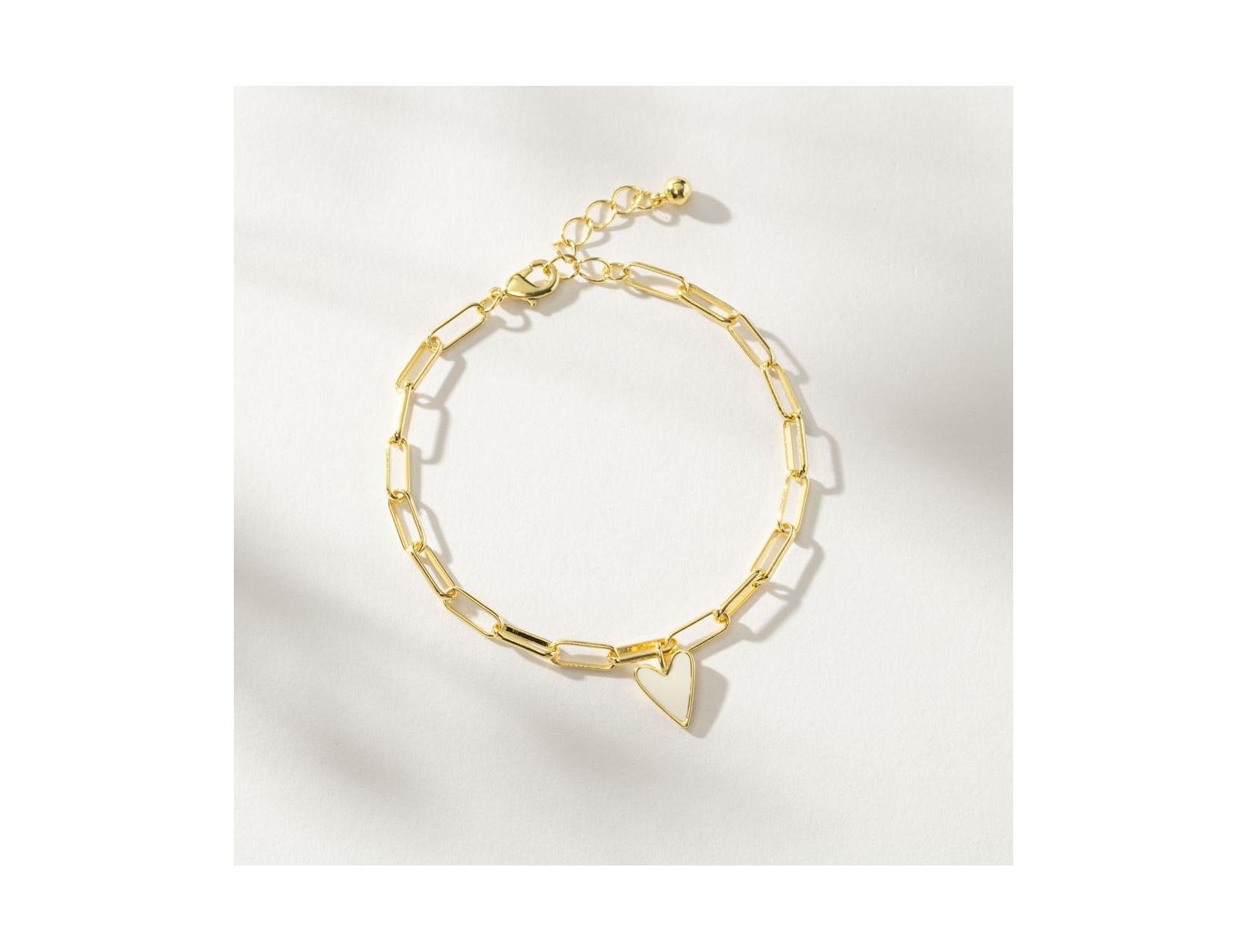 Uncommon James браслет с сердцем, 14K Gold-Plated, 6.5" + 1.5" удлинитель