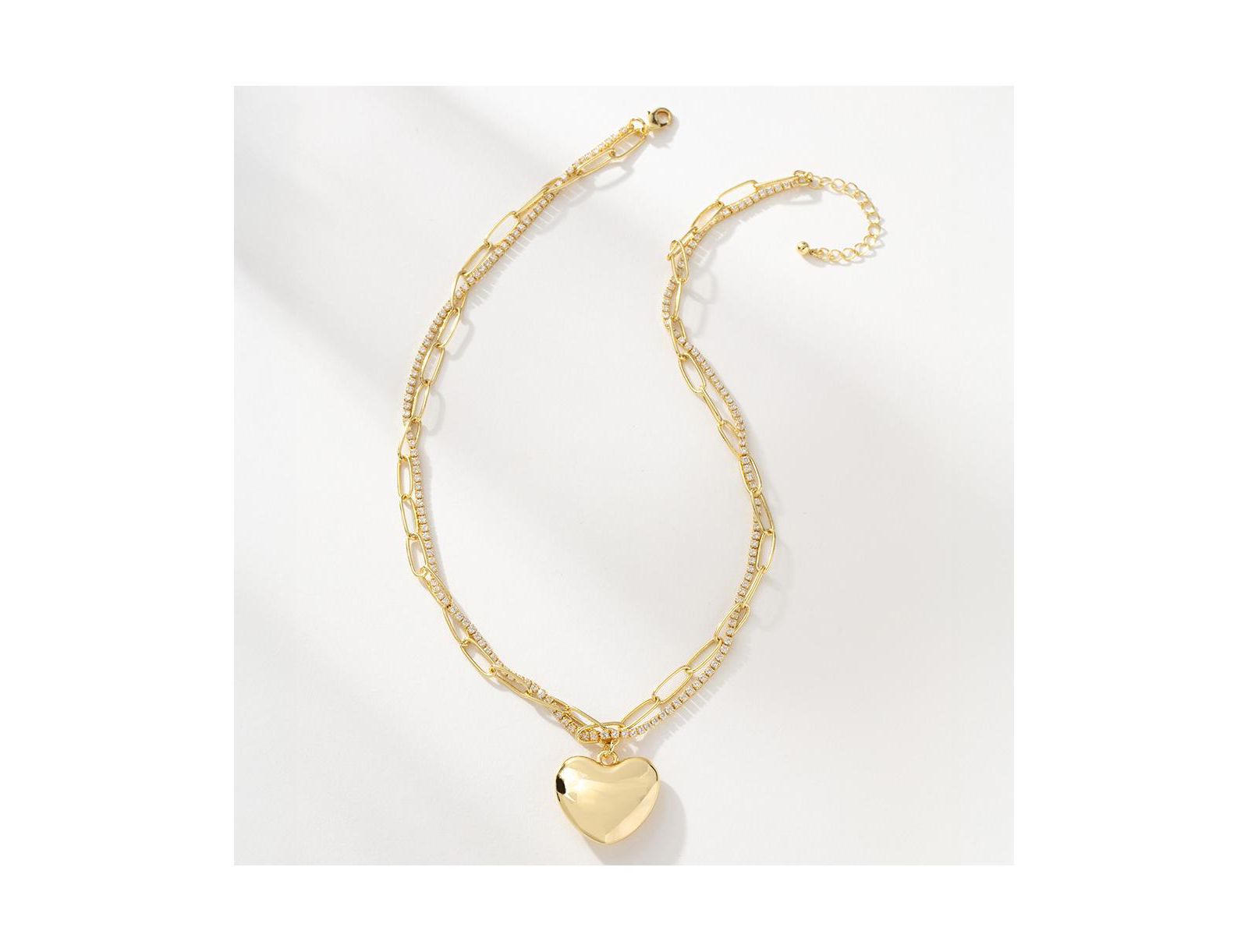 Unentarcommon James о хочу flores necklace 14k Gold-Plated Cubic Zirconia Inter хочуentarwined Chain and Heart 18" + 2" extenderentarmethylsulfanyl