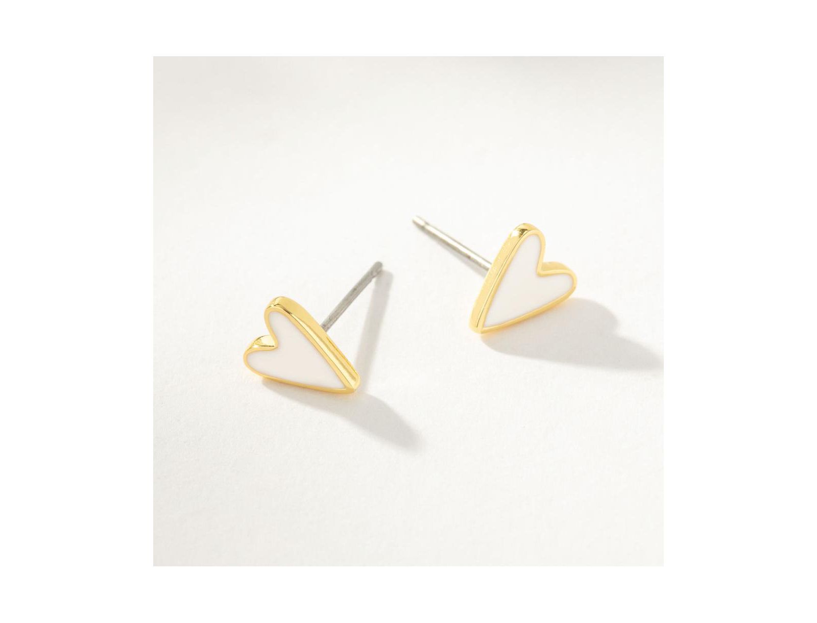 Uncommon James 14K Gold-Plated, Enamel Heart Stud Earrings